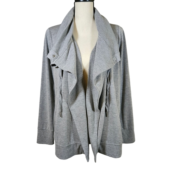 Cable & Guage Heather Grey Open Front Athleisure Jacket, Size Small - Picture 1 of 9